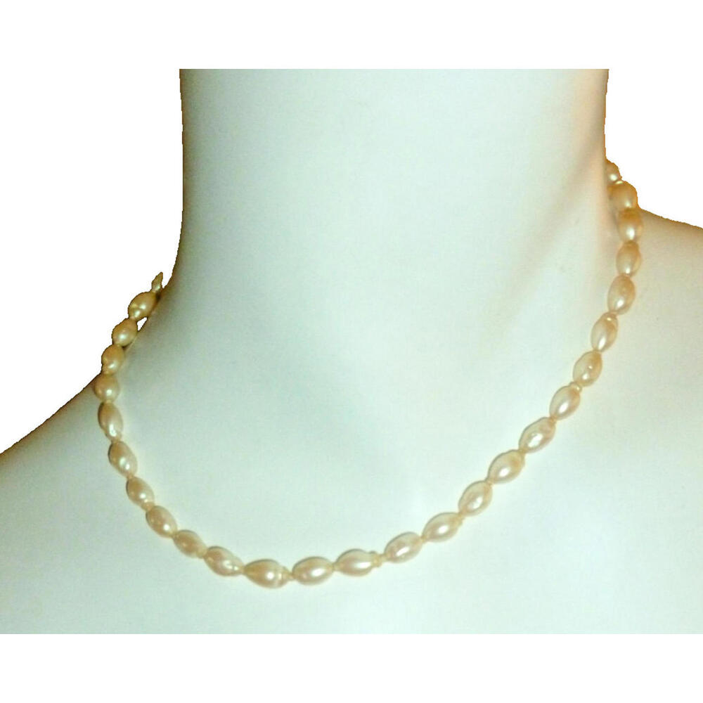 Vintage Faux Baroque Pearl Clasp Necklace Choker 14"